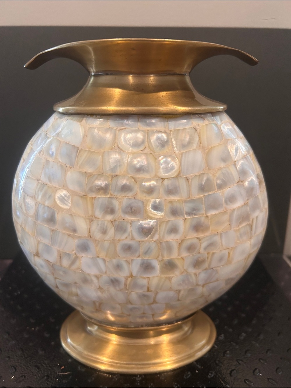 Mark Roberts brass and Mother of pearl vase